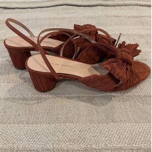 Loeffler Randall Dahlia Pleated Bow Heels Cacao Brown Neutral Size 6.5